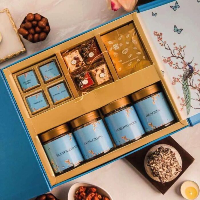 Blue Peacock Gift box with dry fruits