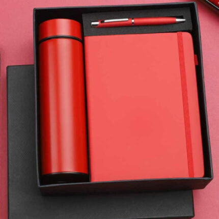 3 in 1 Bottle Gift Set With Pen & Diary (Red)
