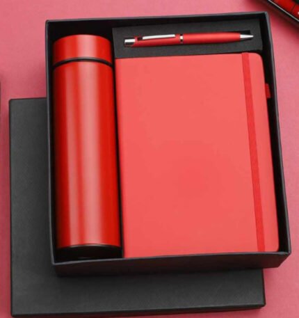 3 in 1 Bottle Gift Set With Pen & Diary (Red)